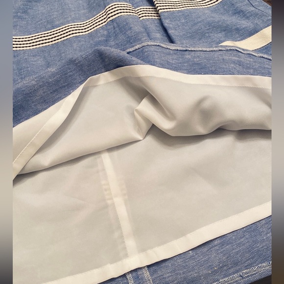 Ann Taylor Blue White Striped Textured Linen Blend Sleeveless Lined MIDI Dress 4 - Picture 10 of 15